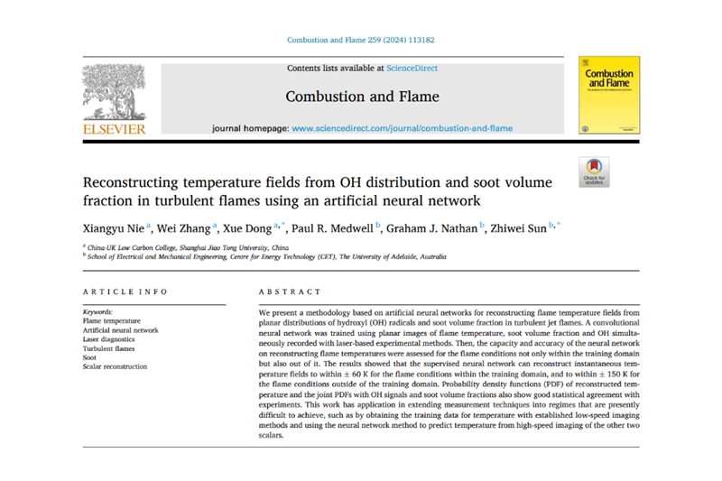 上海交通大学中英国际低碳学院董雪副教授课题组在《Combustion and Flame》期刊发表最新研究进展